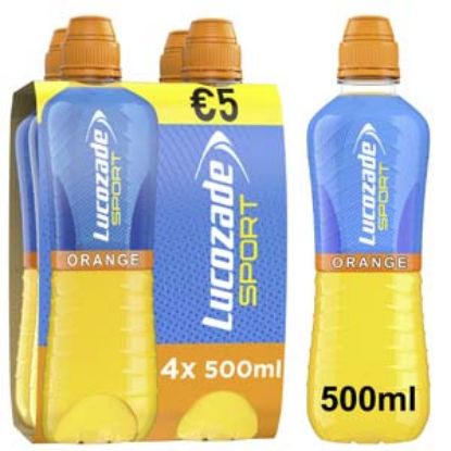 Picture of 500 Lucozade Sports ORANGE PM €5 4pk x6 DRS